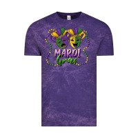Cloud Purple mardi gras mask and beads Vintage Tee - RanaPortraitStore