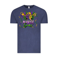 Vintage Denim mardi gras mask and beads Vintage Tee - RanaPortraitStore