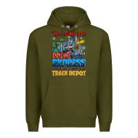Army Green thr north pole polar express admit one round trip Premium Hoodie - MaliasSmallBusiness