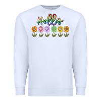 White hello spring Premium Sweatshirt - MaliasSmallBusiness