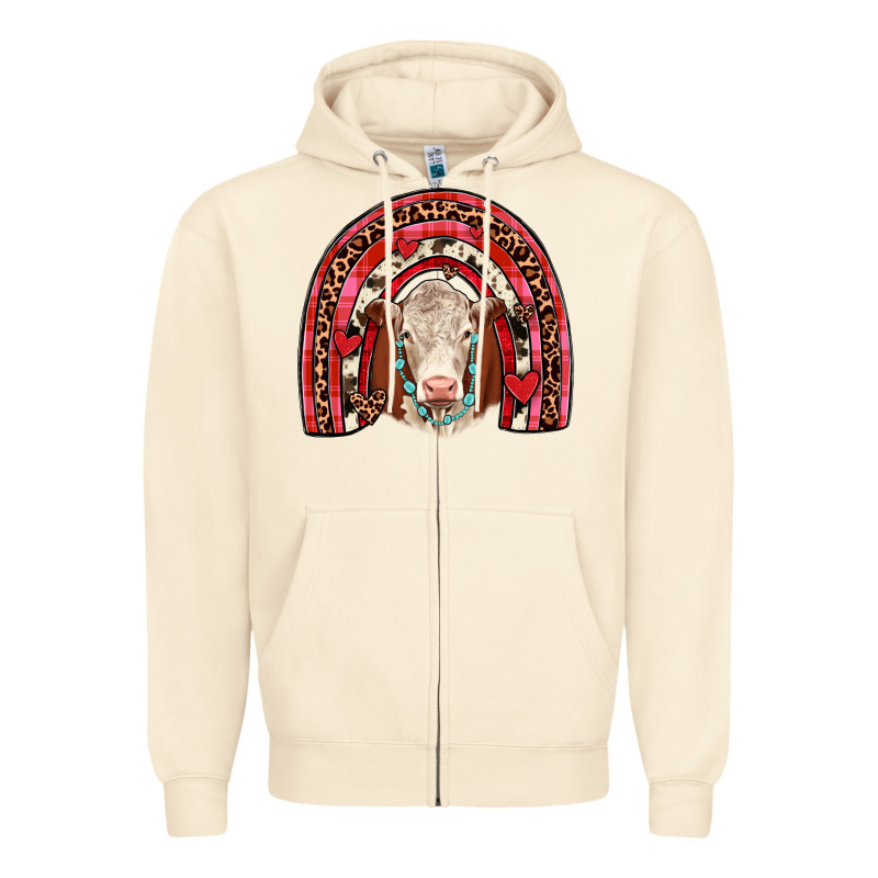 Valentines Hereford Rainbow Zipper Hoodie by JahusDesignShop | Teevron