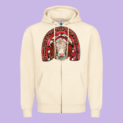 Valentines Hereford Rainbow Zipper Hoodie Designed By Jahusdesignshop
