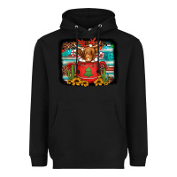 Black hot coco christmas highland cow with background Heavyweight Hoodie - Jasminsmagicworld