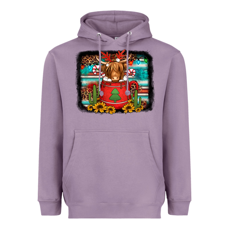 Hot Coco Christmas Highland Cow With Background Heavyweight Hoodie by Jasminsmagicworld | Teevron