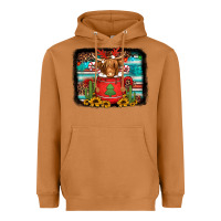 Meerkat hot coco christmas highland cow with background Heavyweight Hoodie - Jasminsmagicworld