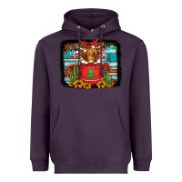 Plum hot coco christmas highland cow with background Heavyweight Hoodie - Jasminsmagicworld