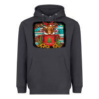 Smoke hot coco christmas highland cow with background Heavyweight Hoodie - Jasminsmagicworld