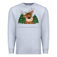 Heather Grey Personalized Christmas deer Premium Sweatshirt - MaliasSmallBusiness