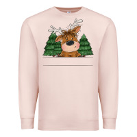 Pale Pink Personalized Christmas deer Premium Sweatshirt - MaliasSmallBusiness