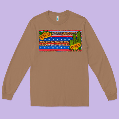 Usa Sunflower And Cactus License Plate Long Sleeve Tee Designed By Hra Design Shop