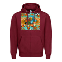 Burgundy Thanksgiving Truck With Turkey Zipper Hoodie - Artiststas