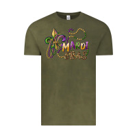 Vintage Olive mardi gras fleur de lis and beads Vintage Tee - RanaPortraitStore