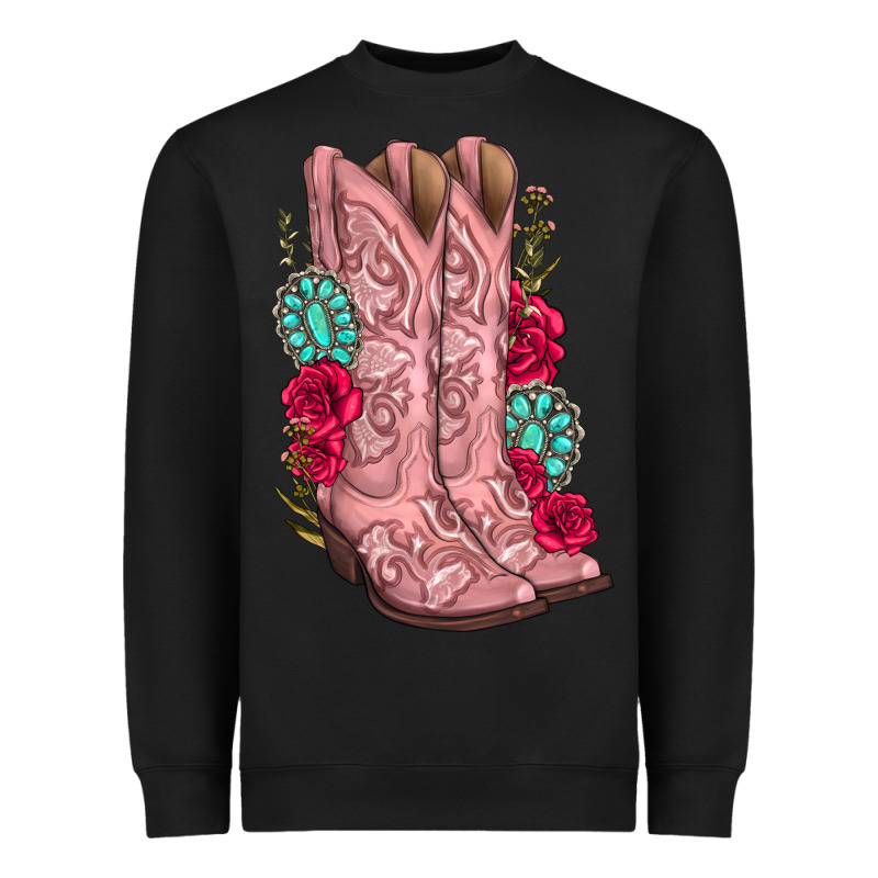 Floral Cowgirl Boots Heavyweight Sweatshirt by texasbilliewilder | Teevron
