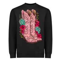 Black floral cowgirl boots Heavyweight Sweatshirt - texasbilliewilder