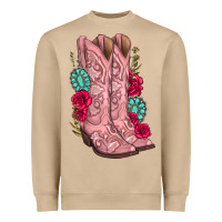 Mushroom floral cowgirl boots Heavyweight Sweatshirt - texasbilliewilder