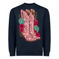 Navy floral cowgirl boots Heavyweight Sweatshirt - texasbilliewilder