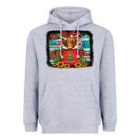 Heather Grey hot coco christmas highland cow with background Heavyweight Hoodie - Jasminsmagicworld