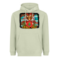 Matcha hot coco christmas highland cow with background Heavyweight Hoodie - Jasminsmagicworld