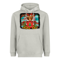 Moon Dust hot coco christmas highland cow with background Heavyweight Hoodie - Jasminsmagicworld
