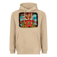 Mushroom hot coco christmas highland cow with background Heavyweight Hoodie - Jasminsmagicworld