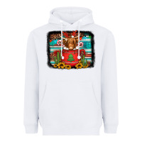 White hot coco christmas highland cow with background Heavyweight Hoodie - Jasminsmagicworld