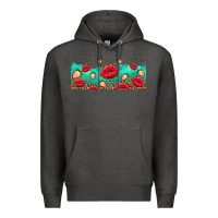 Charcoal Heather lips and strawberries Premium Hoodie - AdoDesignShop