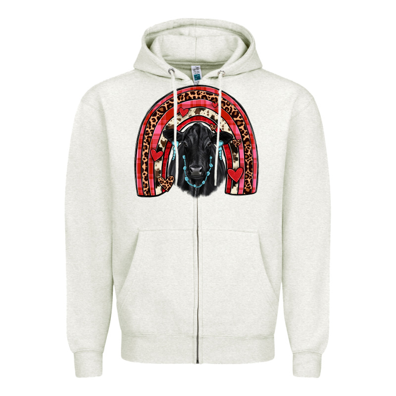 Valentines Black Angus  Rainbow Zipper Hoodie by JahusDesignShop | Teevron