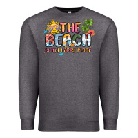 Charcoal Heather the beach is my happy place Premium Sweatshirt - MaliasSmallBusiness