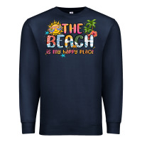 Navy the beach is my happy place Premium Sweatshirt - MaliasSmallBusiness