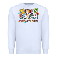 White the beach is my happy place Premium Sweatshirt - MaliasSmallBusiness