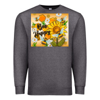 Charcoal Heather bee happy Premium Sweatshirt - MaliasSmallBusiness