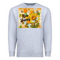 Heather Grey bee happy Premium Sweatshirt - MaliasSmallBusiness