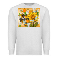 Oatmeal Heather bee happy Premium Sweatshirt - MaliasSmallBusiness