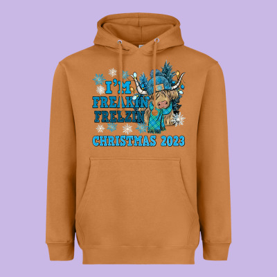 I'm Freakin Freezin Christmas 2023 Heavyweight Hoodie Designed By Nancycooperartshop