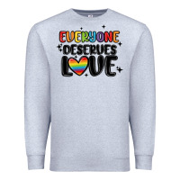 Heather Grey everyone deserves love Premium Sweatshirt - MaliasSmallBusiness
