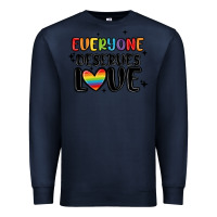 Navy everyone deserves love Premium Sweatshirt - MaliasSmallBusiness