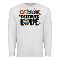 Oatmeal Heather everyone deserves love Premium Sweatshirt - MaliasSmallBusiness