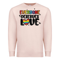 Pale Pink everyone deserves love Premium Sweatshirt - MaliasSmallBusiness