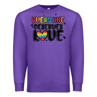 Purple everyone deserves love Premium Sweatshirt - MaliasSmallBusiness