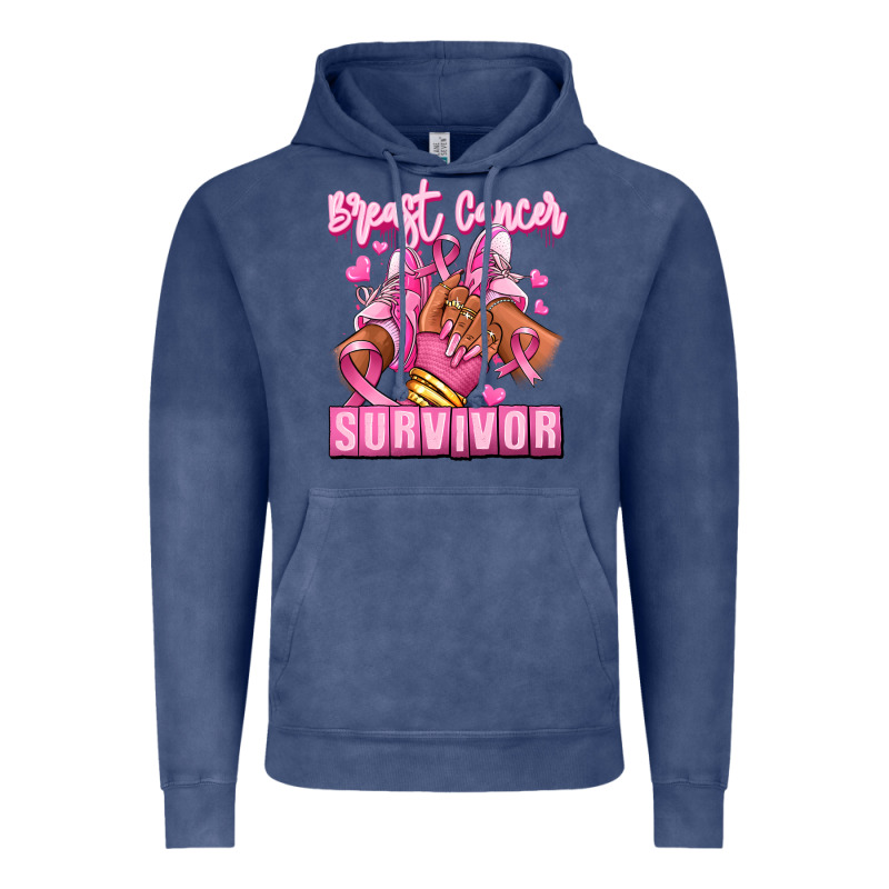 Breast Cancer Survivor Afro Girl Sneakers Vintage Hoodie by RanaPortraitStore | Teevron