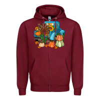 Burgundy Thanksgiving turkey truck Zipper Hoodie - Artiststas