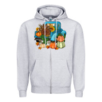 Heather Grey Thanksgiving turkey truck Zipper Hoodie - Artiststas