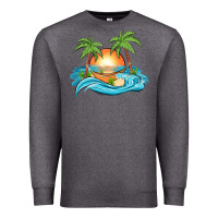 Charcoal Heather sunset beach scene Premium Sweatshirt - MaliasSmallBusiness