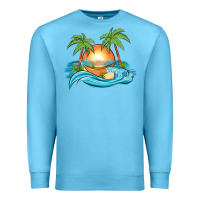 Ocean Blue sunset beach scene Premium Sweatshirt - MaliasSmallBusiness