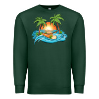 Sports Green sunset beach scene Premium Sweatshirt - MaliasSmallBusiness