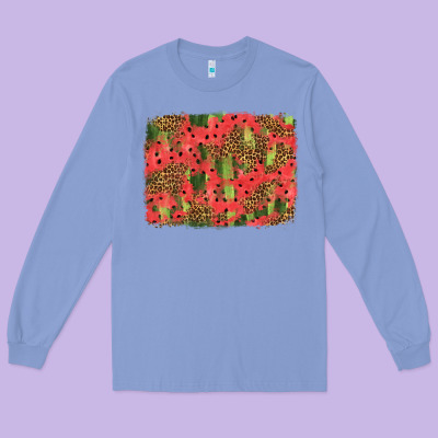 Watermelon Leopard Pattern Background Long Sleeve Tee Designed By Hra Design Shop