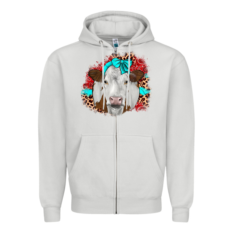 Ribbon Simmental Leopard Zipper Hoodie by JahusDesignShop | Teevron
