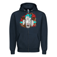 Navy ribbon simmental leopard Zipper Hoodie - JahusDesignShop