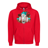 Red ribbon simmental leopard Zipper Hoodie - JahusDesignShop