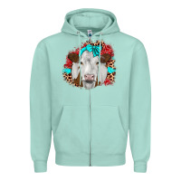Seafoam ribbon simmental leopard Zipper Hoodie - JahusDesignShop
